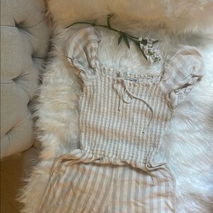 Abercrombie & Fitch Beige Striped Jumpsuit